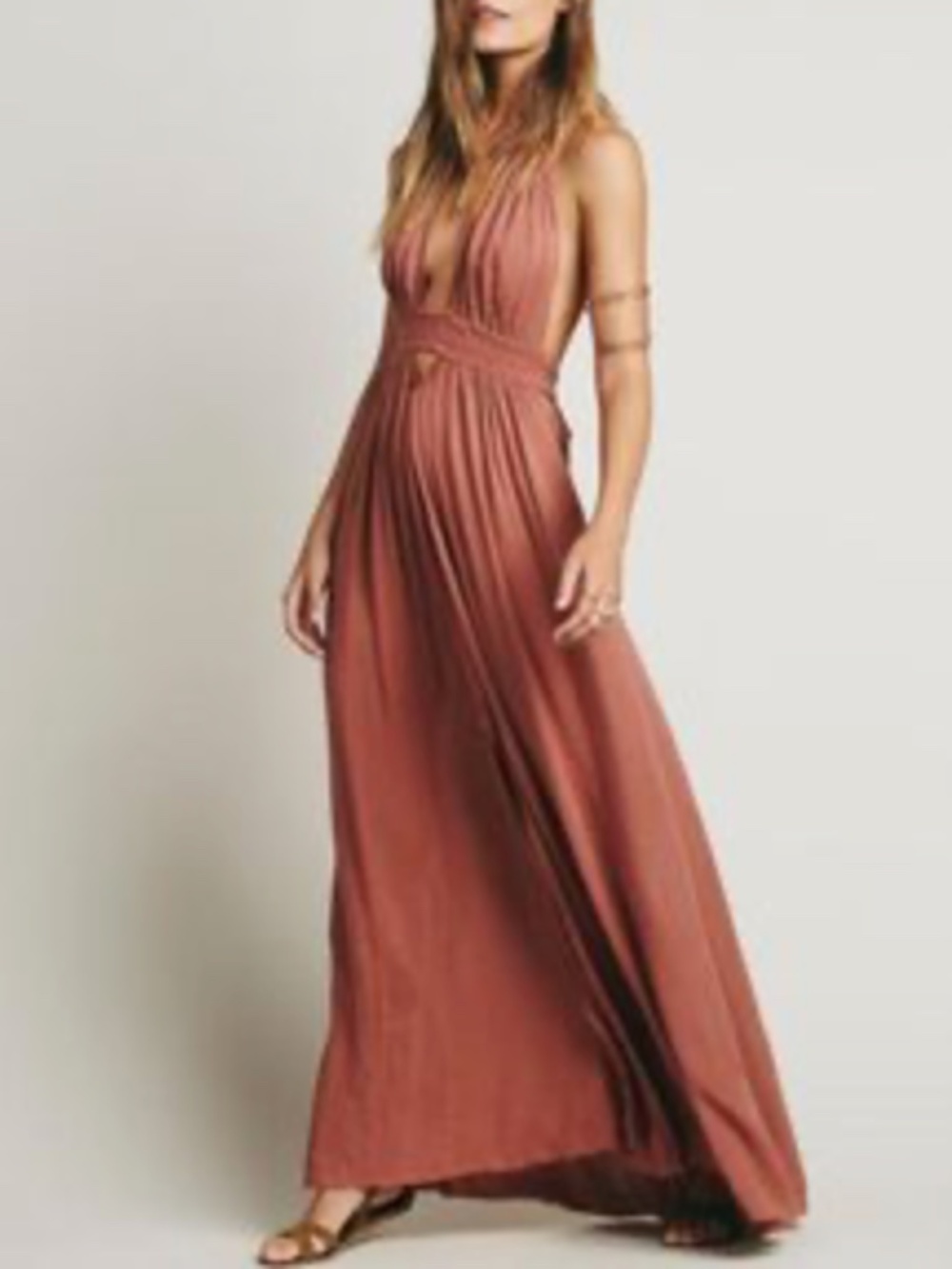 Free People Rust Maxi Halter Dress